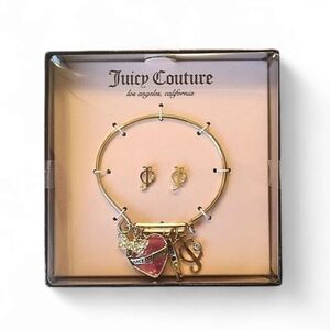 Juicy Couture  Gold-tone Earrings & Charm Bracelet Set
